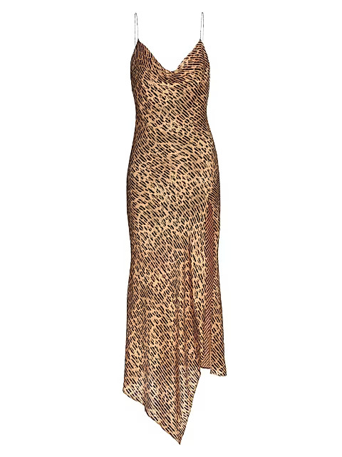Harmony Leopard-Print Satin Asymmetric Slip Dress | Saks Fifth Avenue