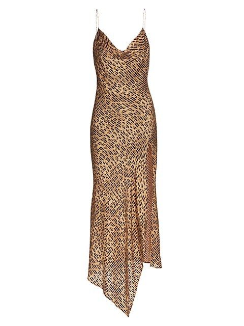 Harmony Leopard-Print Satin Asymmetric Slip Dress | Saks Fifth Avenue
