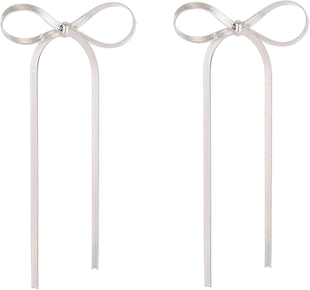 Gold Bow Earrings Long Tassel Drop Dangle Statement Earring Bowknot Jewelry Gift for Women Girls | Amazon (US)