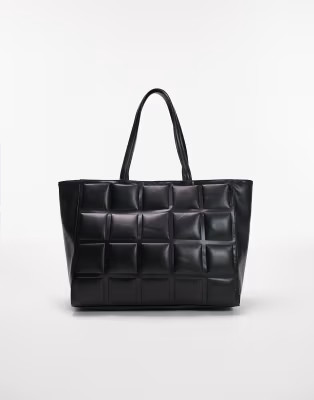 Topshop talia quilted tote in black | ASOS (Global)