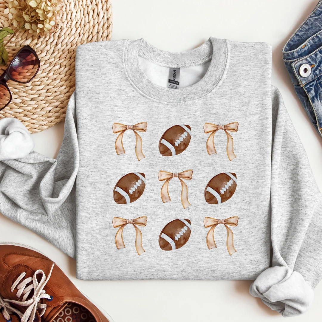 Coquette Football Sweatshirt Football Bow Football Mom Shirt Game Day Football Season Football Ma... | Etsy (US)