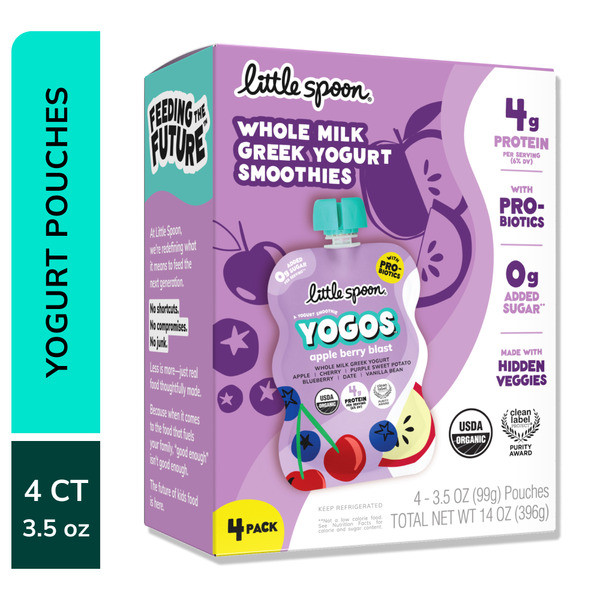 Little Spoon YOGOS Apple Berry Kids Organic Yogurt Pouches | Instacart