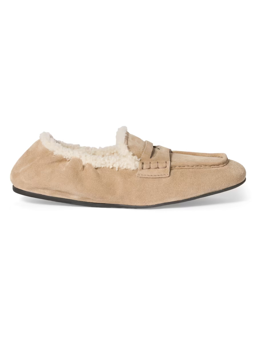 Miu Miu Ruches Suede Loafers | Saks Fifth Avenue | Saks Fifth Avenue
