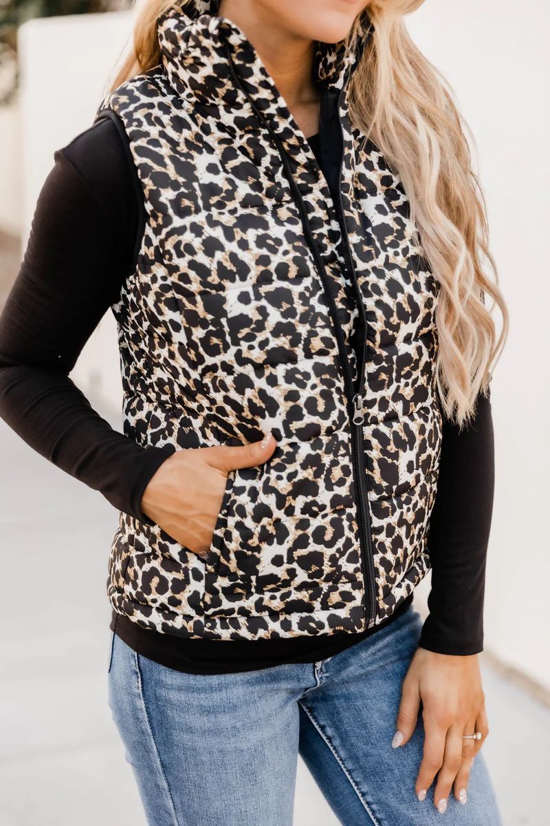 Won't Miss My Chance Animal Print Puffer Vest SALE | The Pink Lily Boutique
