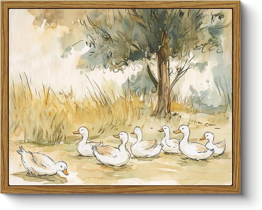 ARPEOTCY Vintage Framed Canvas Wall Art, 8x10inch, Farmhouse Nursery Duck Wall Decor, Rustic Art ... | Amazon (US)