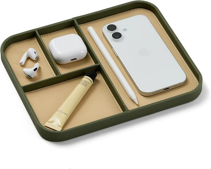 Nordik Leather Valet Tray - Medium EDC Tray - Moss Green 9.5 x 7.9 in | Amazon (US)