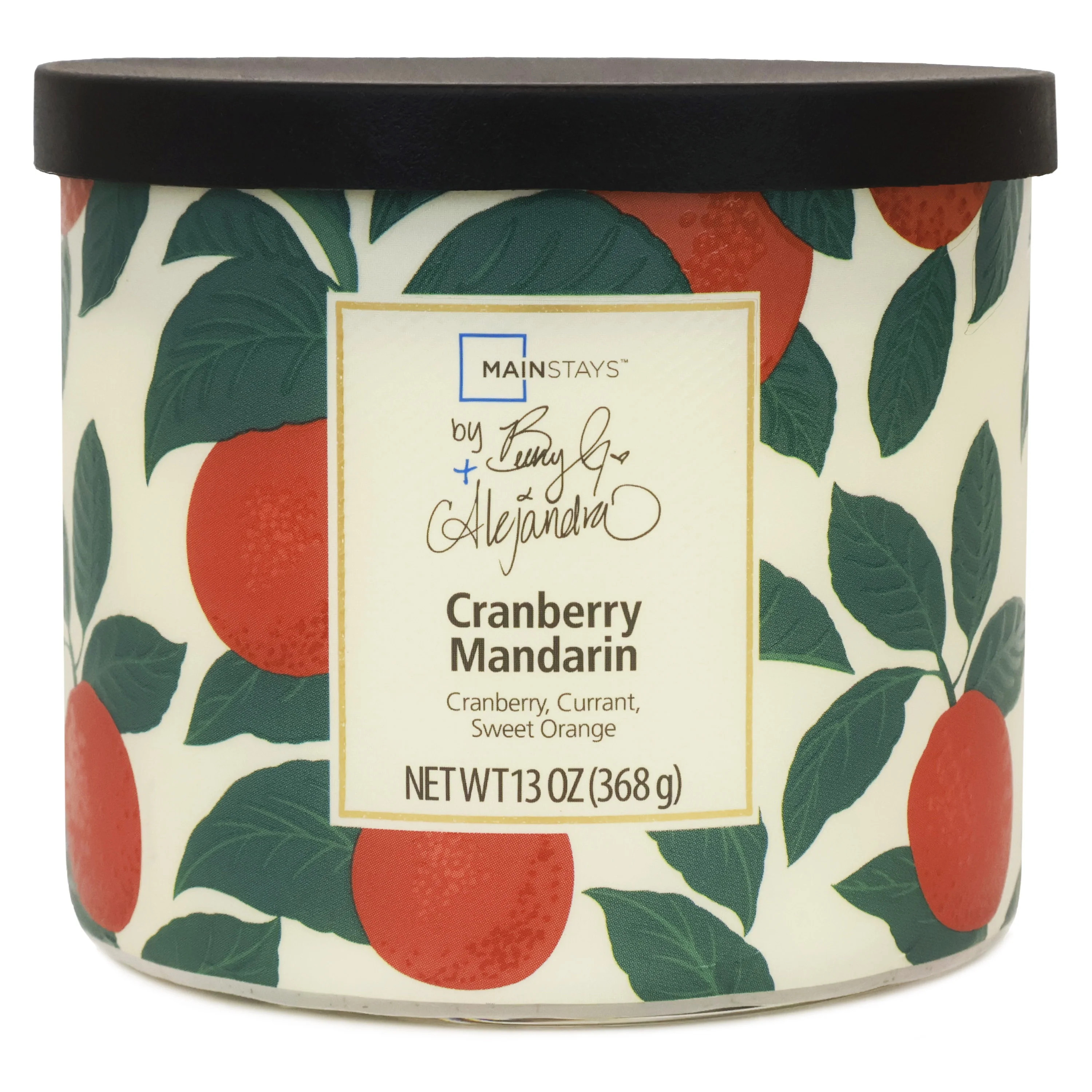 Mainstays by Becky G. & Alejandra 3-Wick Cranberry Mandarin Candle, Orange & Green, 13 oz | Walmart (US)