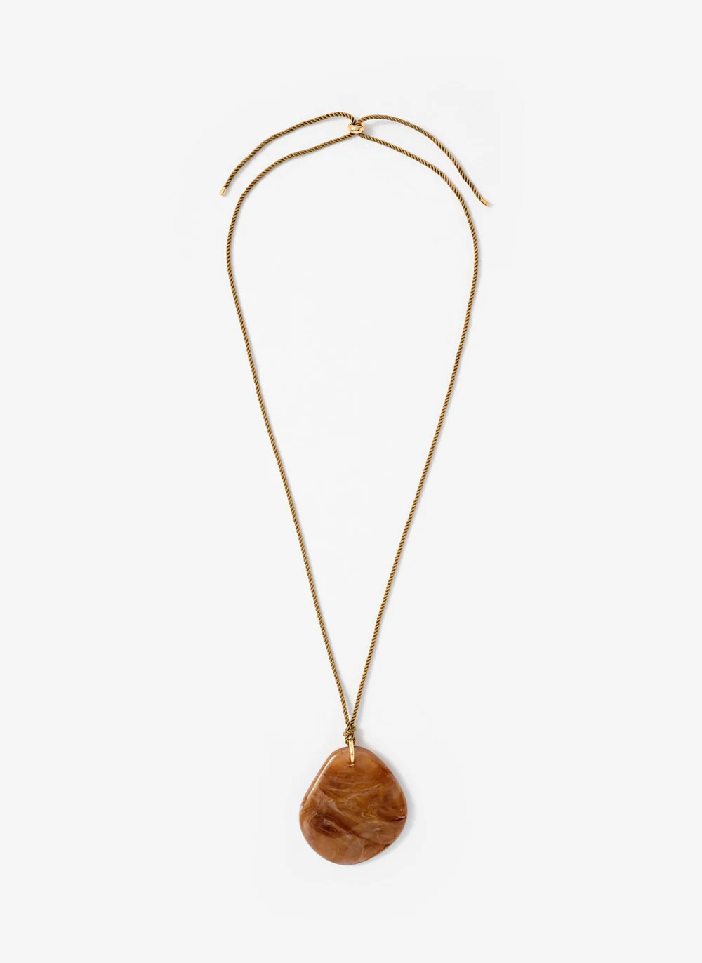 Khaki Cord Stone Pendant Necklace | Mint Velvet