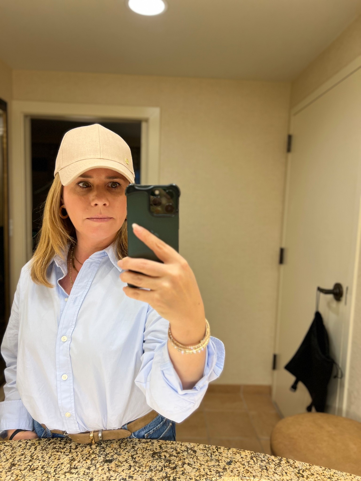 Effortless Travel Style ✈️➡️🍽️

After a long day of travel, I wanted something comfortable yet put-together for a casual dinner. This classic blue button-down is an easy staple—lightweight, breathable, and effortlessly chic. I paired it with high-rise denim and a neutral baseball cap (hello, travel hair solution!) for that laid-back but polished vibe.

✨ Shop the look:
✔️ Oversized button-down shirt – the perfect relaxed fit
✔️ Straight-leg jeans – comfy but structured
✔️ Neutral baseball cap – great for bad hair days or on-the-go style
✔️ Minimal gold jewelry – stacked bracelets for a subtle touch

This casual-chic outfit is a travel must-have—versatile, stylish, and comfortable enough to go straight from the airport to dinner. Do you have a go-to post-travel outfit? Let me know below!👇

#TravelStyle #EffortlessOutfits #CapsuleWardrobe #ClassicStyle #OOTD #CasualChic #NeutralAesthetic #WardrobeEssentials #EverydayStyle #LTKTravel #LTKCasual #LTKFashion

#LTKOver40 #LTKFindsUnder50 #LTKPetite