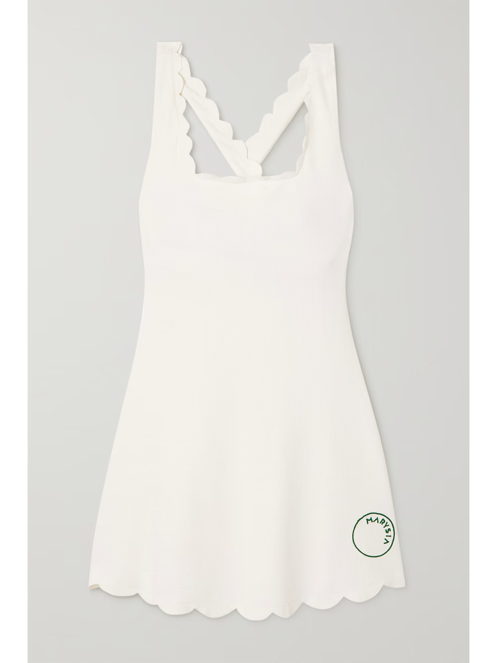 + NET SUSTAIN Serena scalloped recycled seersucker tennis dress | NET-A-PORTER (US)
