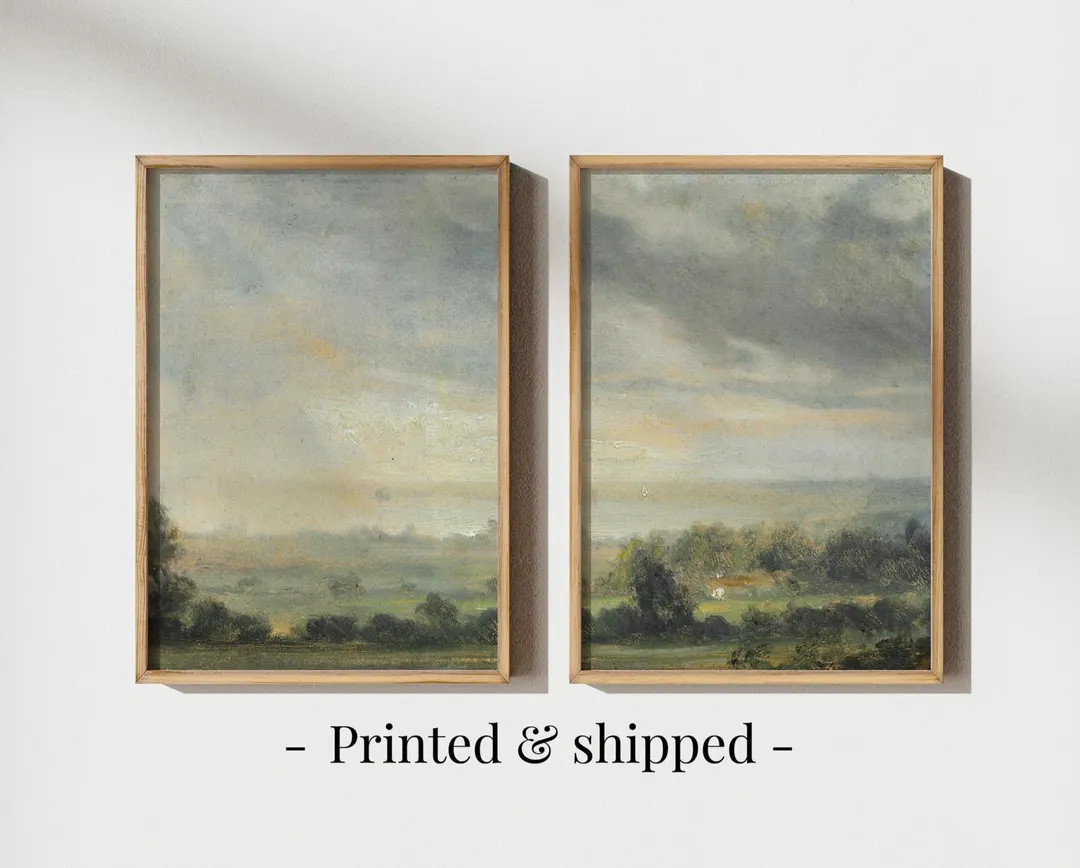 French Country Landscape Art Prints: Vintage Gallery Wall Set of 2 - Etsy | Etsy (US)