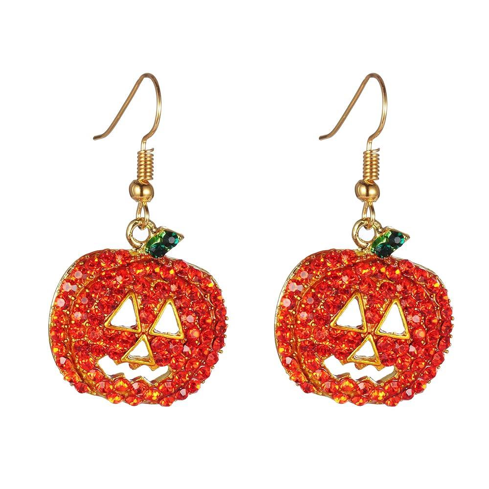 iWenSheng Halloween Pumpkin Earrings Red - Hypoallergenic Crystal Dangle Earring for Women Holida... | Amazon (US)
