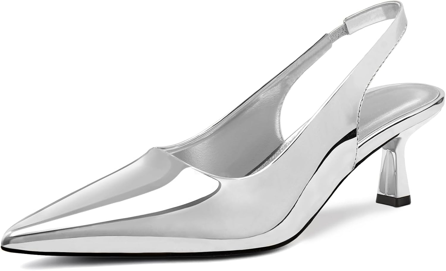 DREAMCIA Women's Pumps Slingback Heels Pointed Toe Sling Back Kitten Heels Women Metallic Slingback Pumps Bride Dresses Wedding Shoes | Amazon (US)
