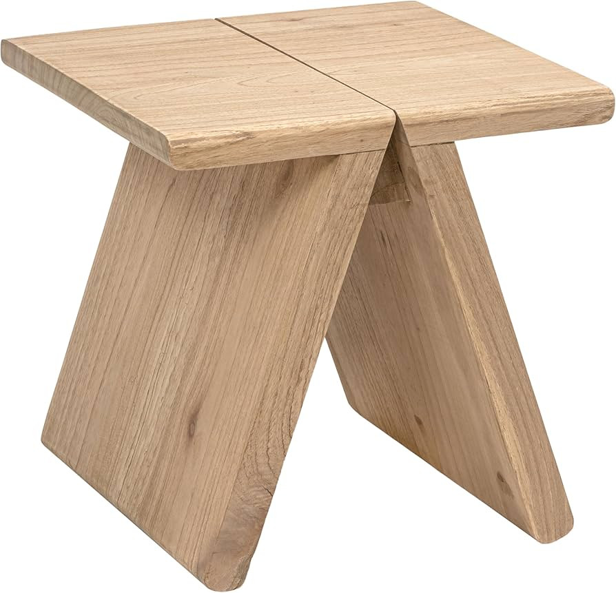 JONATHAN Y Natural Mindi Wood Small Stool, 15.75" Rustic Farmhouse Handcrafted Accent Stool with ... | Amazon (US)