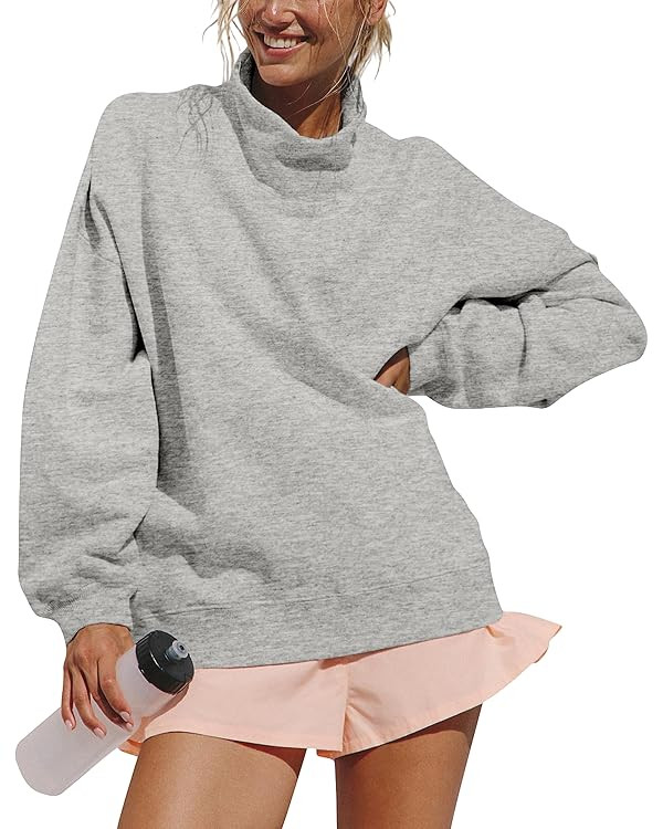Women’s Oversized Sweatshirts Mockneck Sweatshirt Turtleneck Loose Fit Drop Shoulder Long Sleev... | Amazon (US)