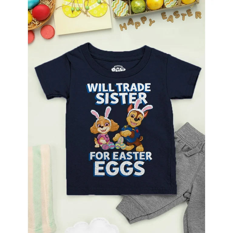 Paw Patrol Boys' Easter Bunny Shirt Will Trade Sister for Eggs Funny Sibling T-Shirt Toddler Kids... | Walmart (US)