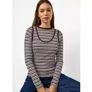 Buy Brown Stripe 2 in 1 Long Sleeve Top 20 | T-shirts | Argos | argos.co.uk