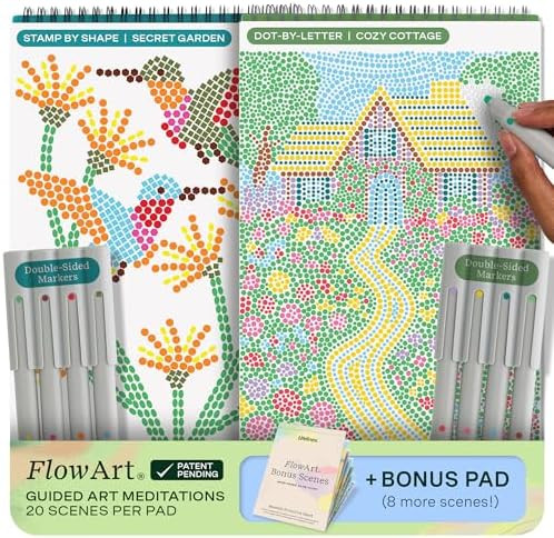 Lifelines FlowArt Activity Pad, 2-Pack & Bonus Pad - Guided Dot Art Meditations with Markers - Do... | Amazon (US)