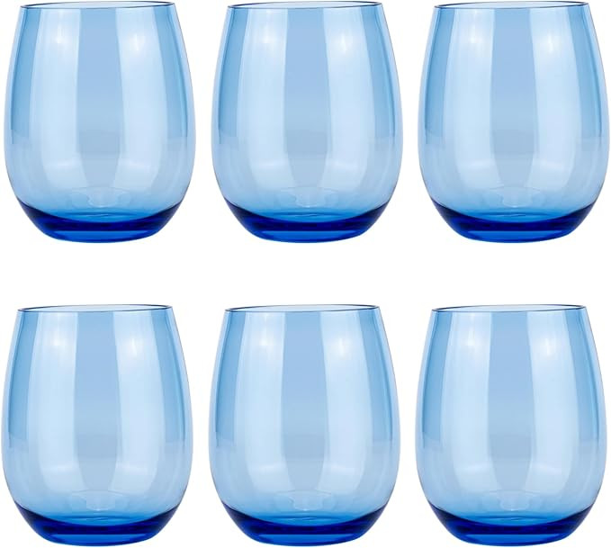 KX-WARE Unbreakable 18-ounce Acrylic Stemless Wine Glasses All Purpose Plastic Tumbler, set of 6 ... | Amazon (US)