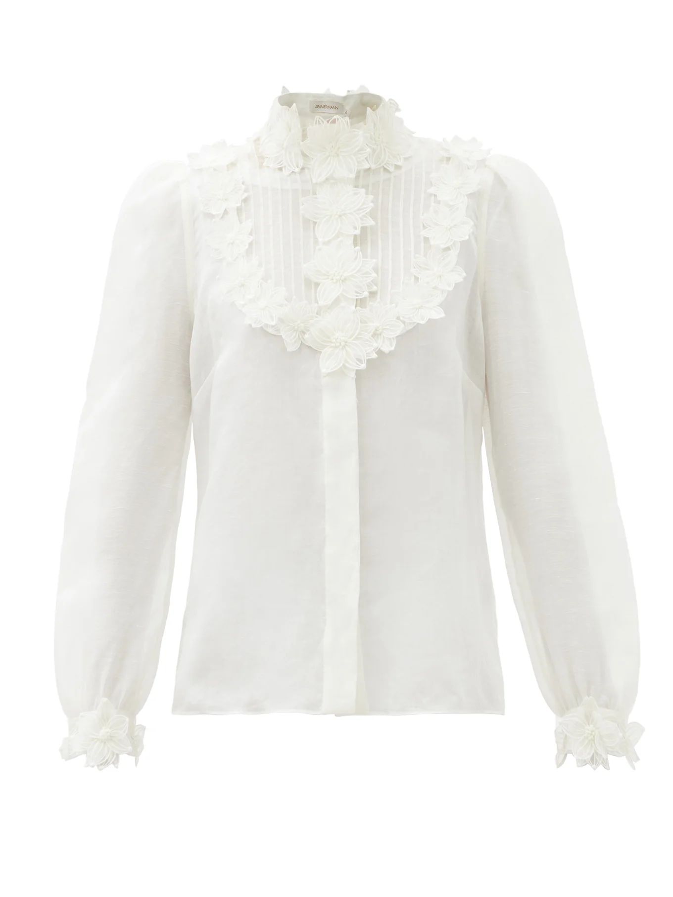 Lovestruck floral-appliqué ramie blouse | Zimmermann | Matches (US)