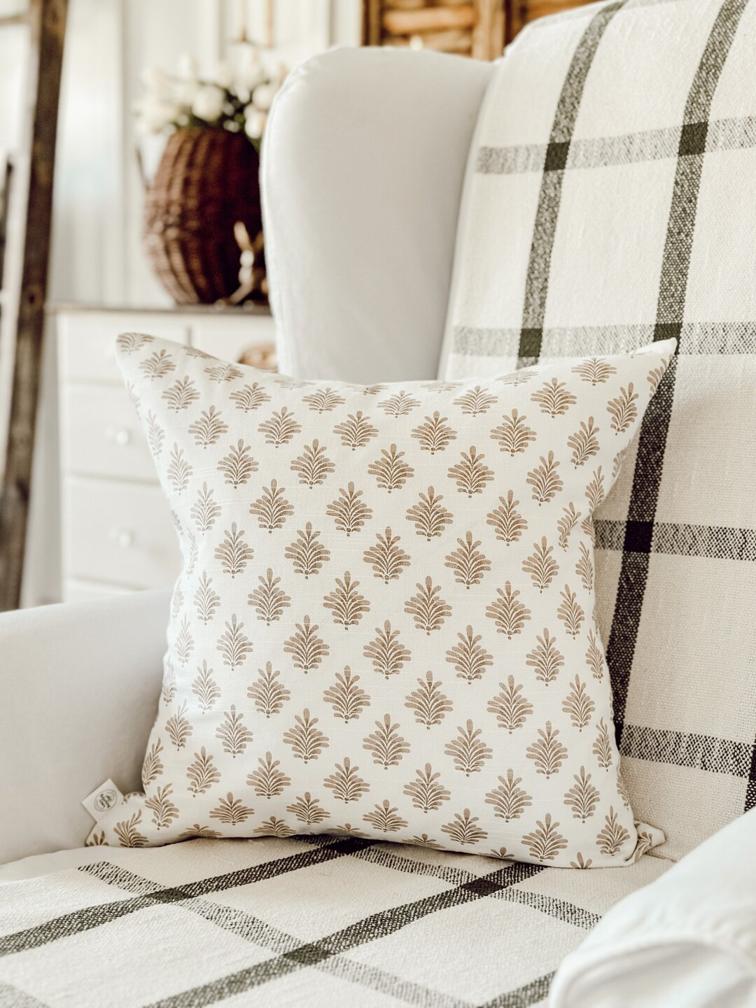 Plaid Washed Linen Pillow Cover Decorative Pillow Cover - Etsy | Etsy (US)