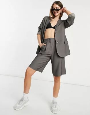 Y.A.S tailored bermuda short and blazer co-ord in grey | ASOS | ASOS (Global)