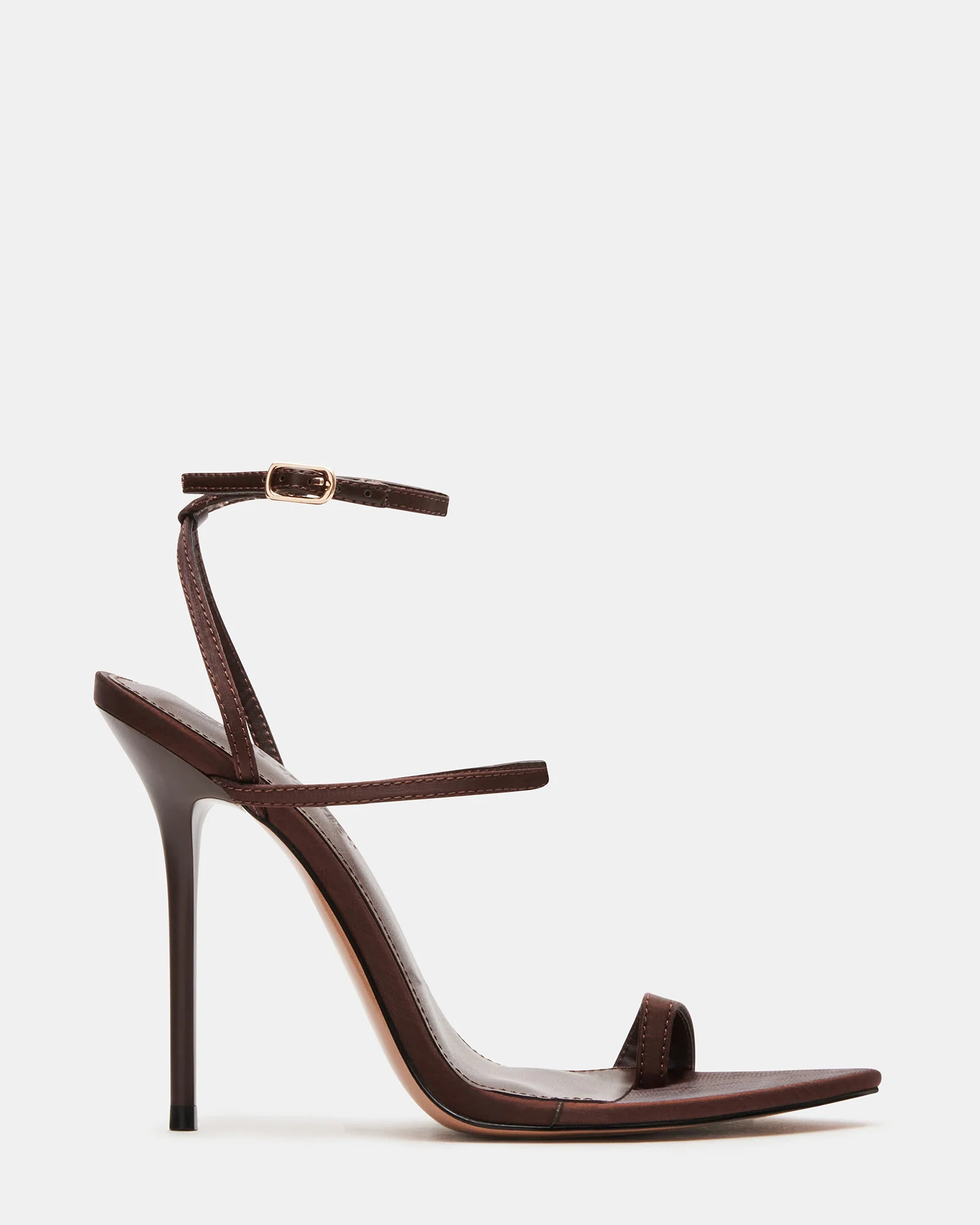 SCORPIO Brown Satin Pointed Toe Strappy Stiletto | Women's Heels | Steve Madden (US)
