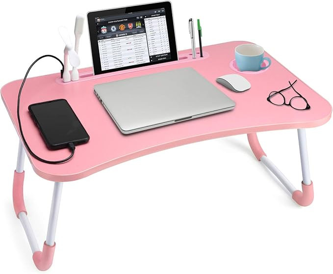 Slendor Lap Desk with Cup Holder, Foldable Laptop Table for Bed, Portable Bed Desk for Laptop and... | Amazon (US)