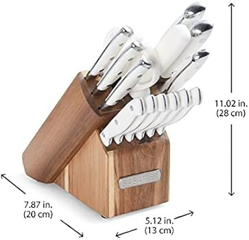 Sabatier Forged Triple Rivet Knife Block Set, 15-Piece, White | Amazon (US)