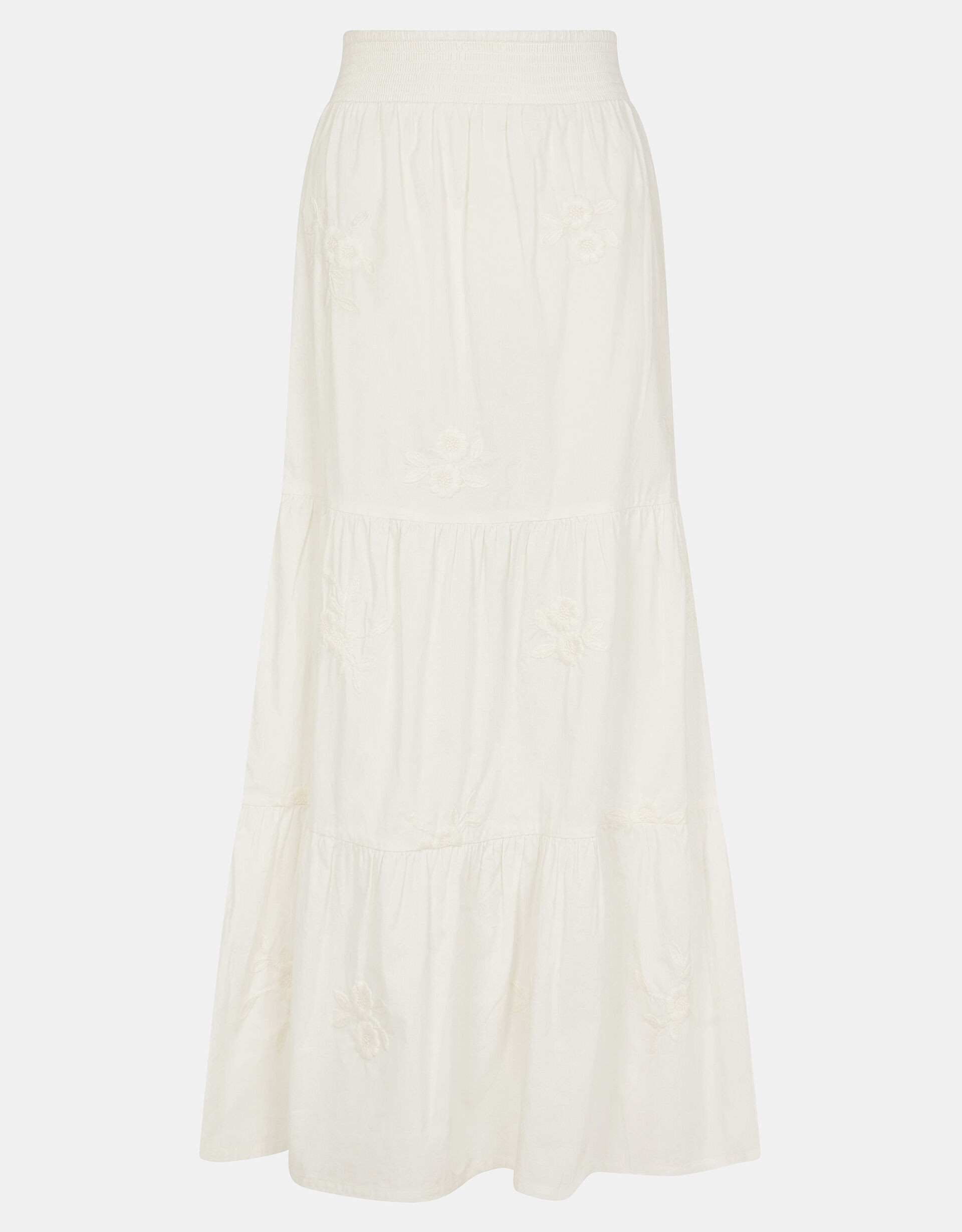 Floral Embroidered Tiered Maxi Skirt White | Accessorize (Global)