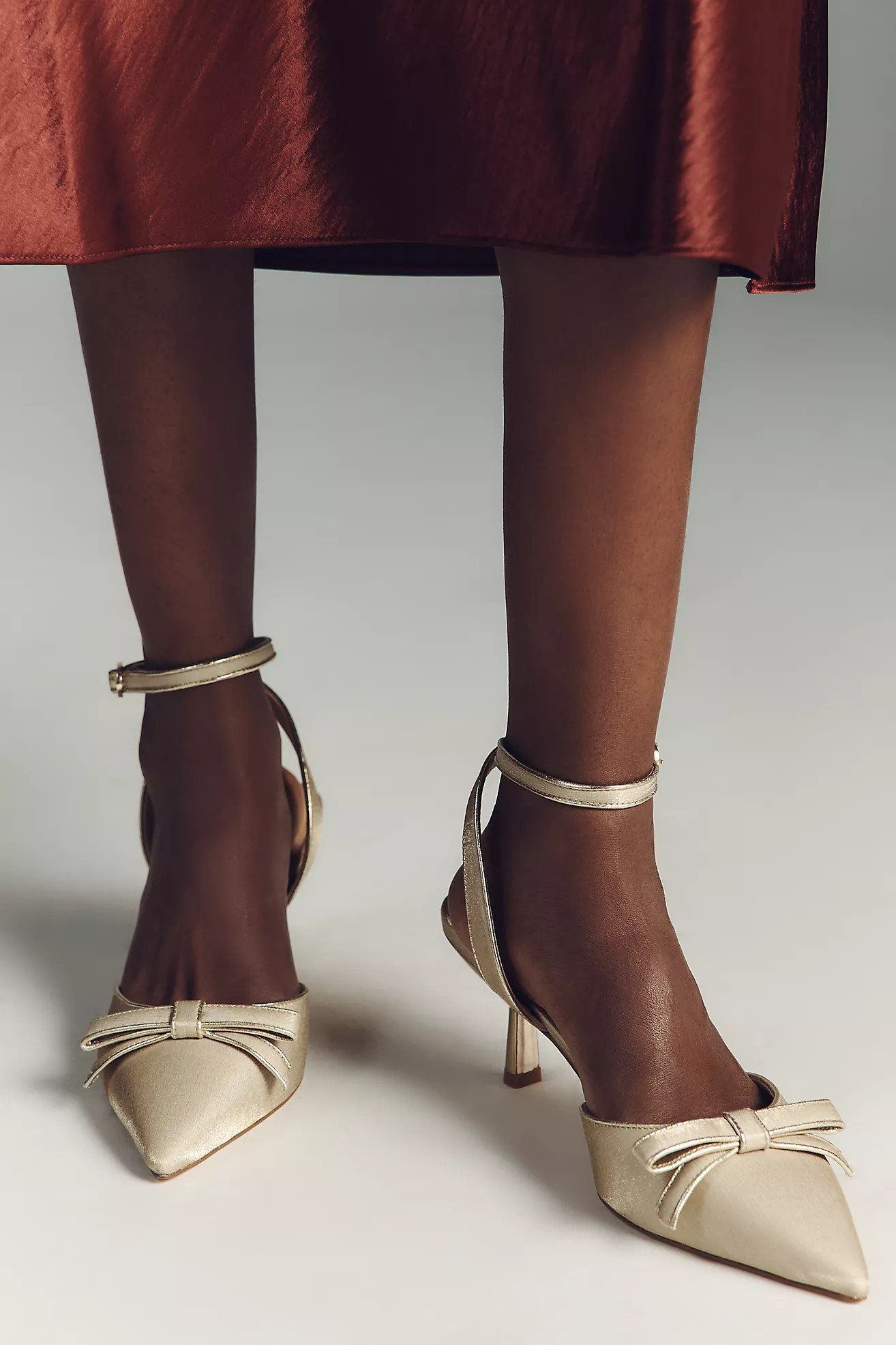 Maeve Pointed-Toe Ankle-Strap Bow Heels | Anthropologie (US)