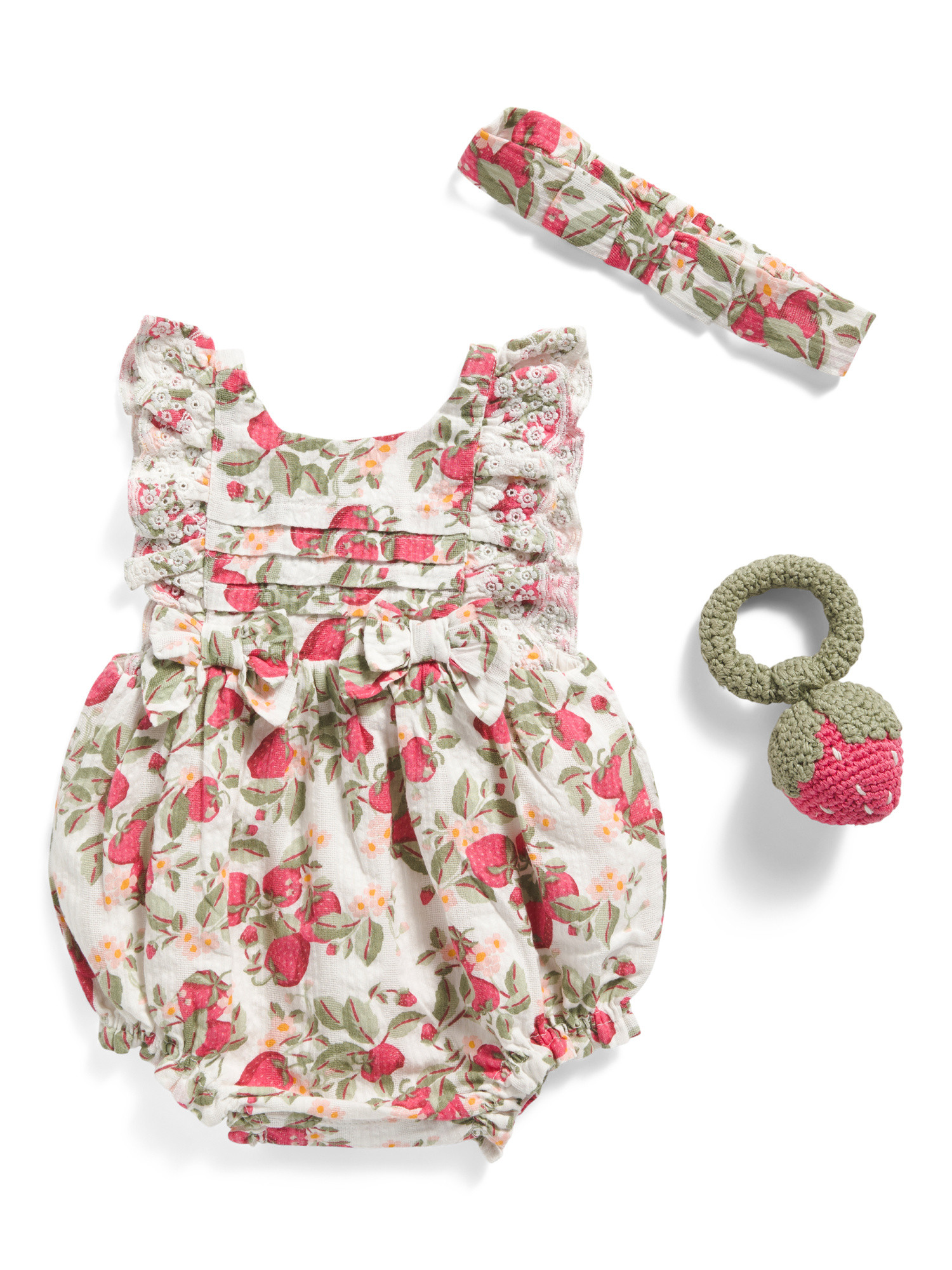 Newborn Girls 3pc Bodysuit Set With Matching Bracelet And Headband | Baby | Marshalls | Marshalls