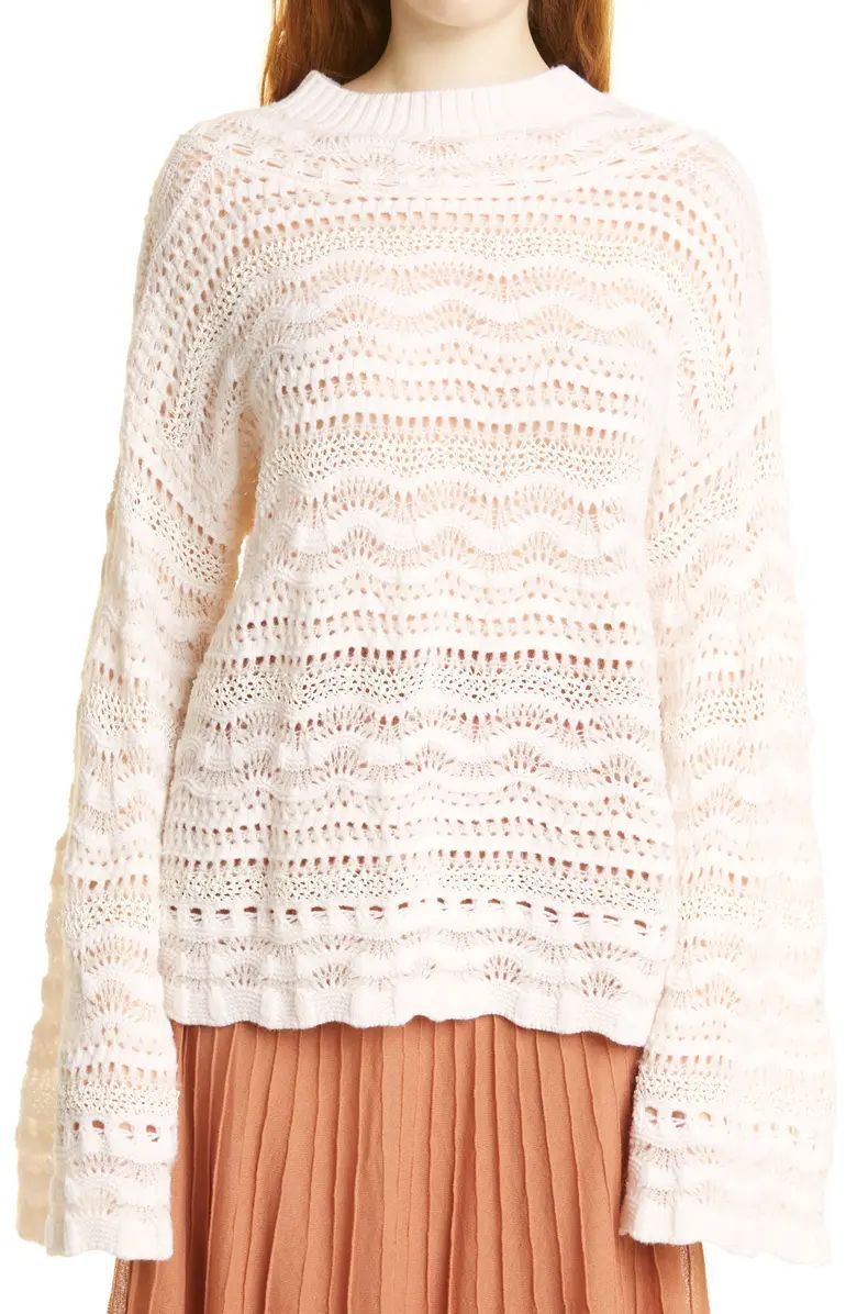 Rebecca Taylor Lace Bell Sleeve Sweater | Nordstrom | Nordstrom