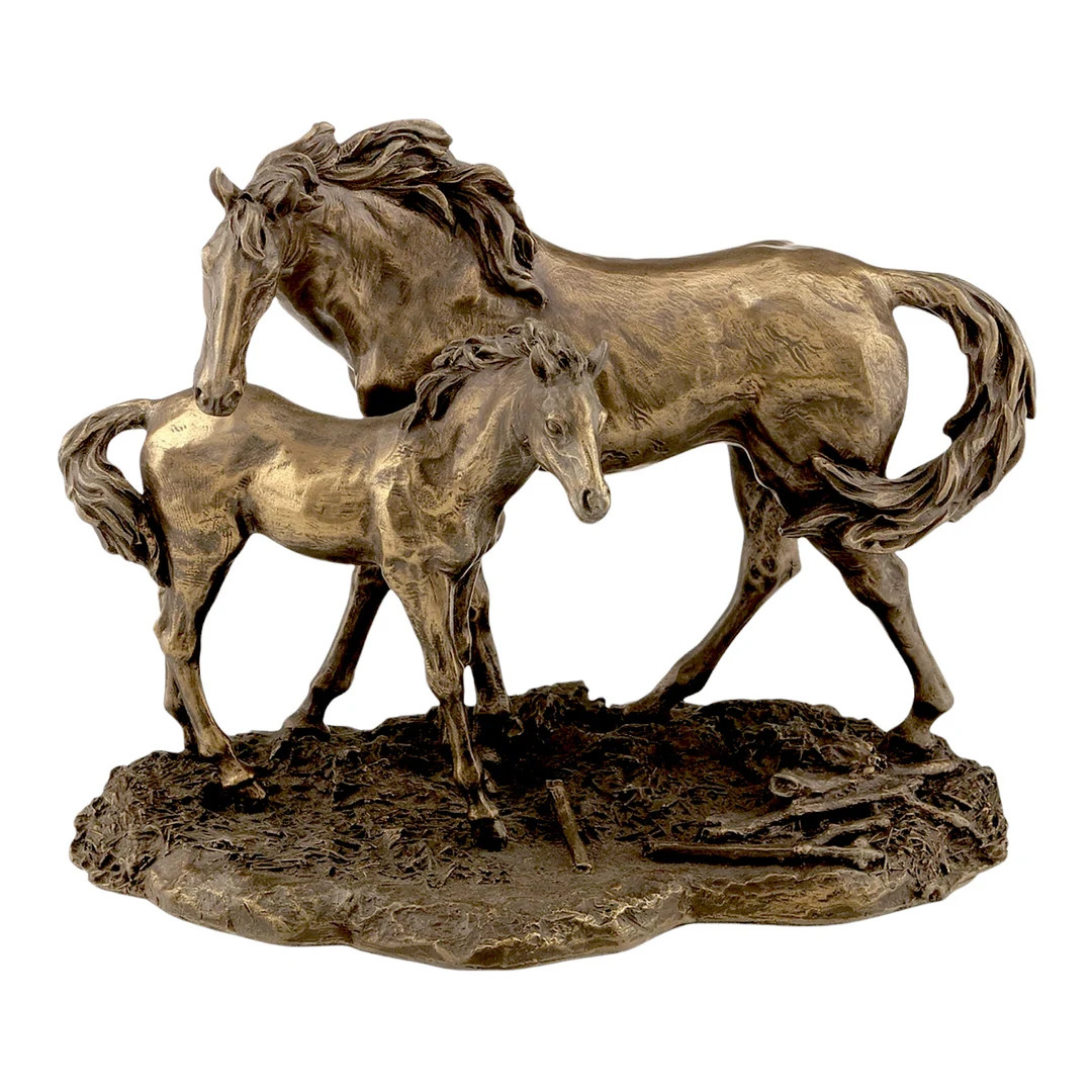 Family Horses Mother With Her Baby Horse MARE and FOAL Sculpture Gold Cast Bronze & Resin Statue ... | Etsy (US)