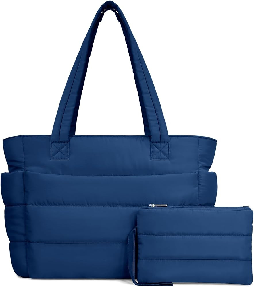 TOPDesign Puffer Tote Bag for Women, Lightweight Puffy Handbag with Compartments, Quilted Shoulde... | Amazon (US)