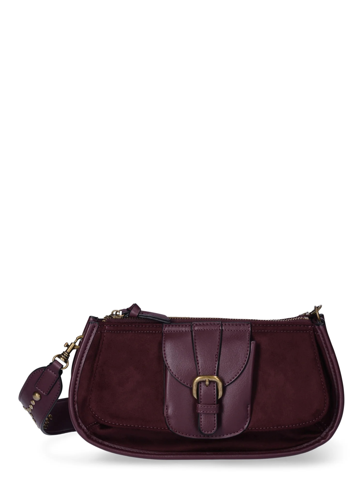 No Boundaries Women's Buckle-Detailed Saddle Mini Bag Berry | Walmart (US)