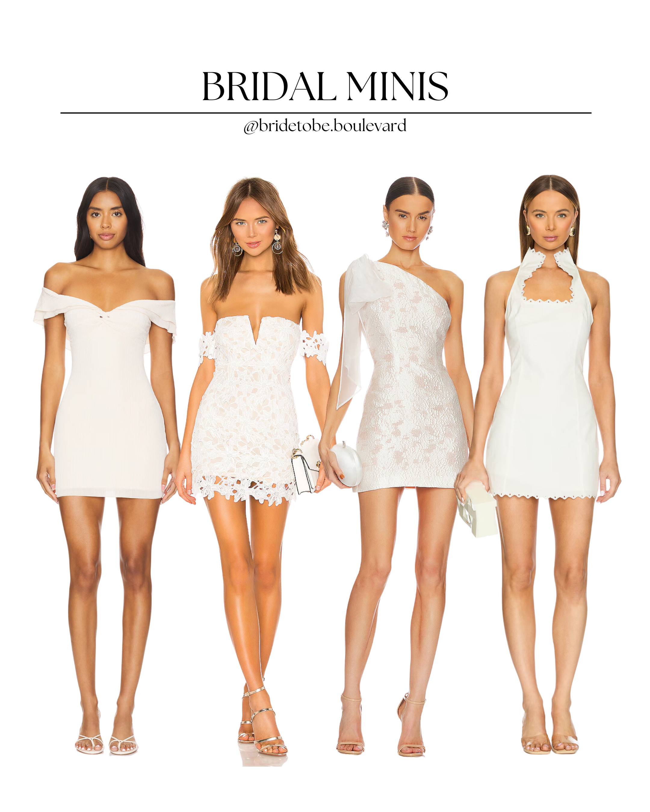 🤍 Timeless Bridal Minis 🤍 These stunning mini dresses are perfect for every bridal occasion! Featuring romantic off-the-shoulder sleeves, intricate lace, elegant bows, and vintage-inspired collars, these styles exude charm and sophistication. Shop now for your perfect bridal look! #BridalStyle #MiniDresses #WeddingInspo #LTKBridal 

 #LTKParties #LTKStyleTip #LTKWedding