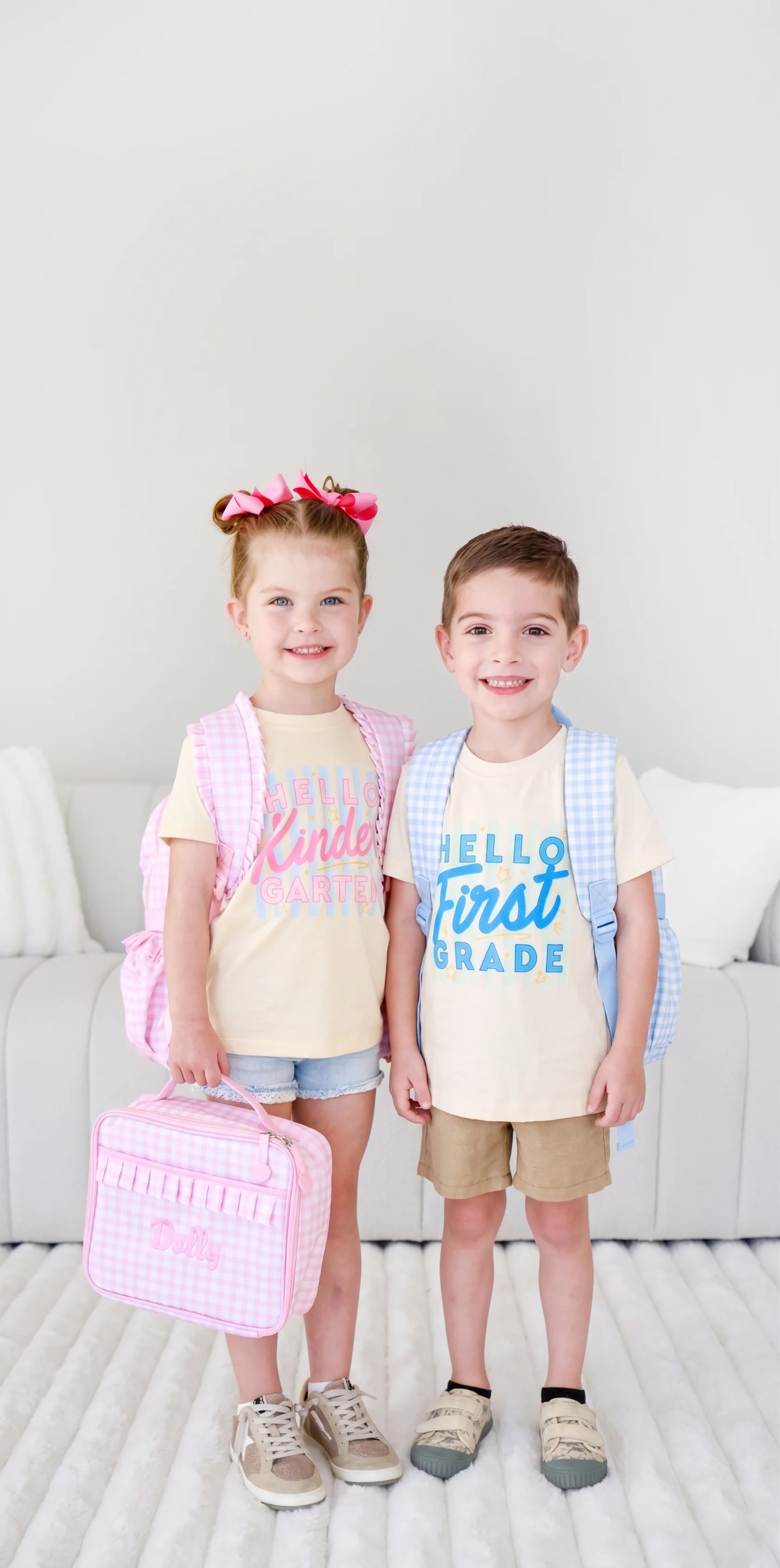 Hello New Grade Stripes Kids Graphic Tee | Natural | Caden Lane