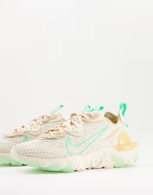 Nike React Vision sneakers in pearl white/green glow | ASOS (Global)