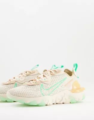 Nike React Vision sneakers in pearl white/green glow | ASOS (Global)