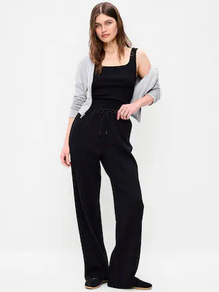 Mid-Rise Dynamic Fleece Textured Wide-Leg Sweatpants | Old Navy (US)