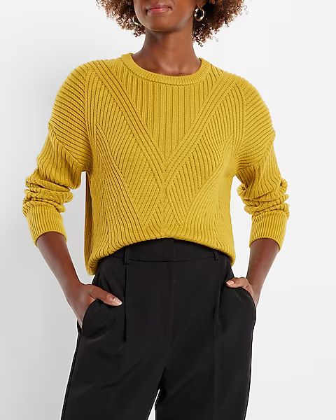 Ribbed Design Crew Neck Sweater | Express