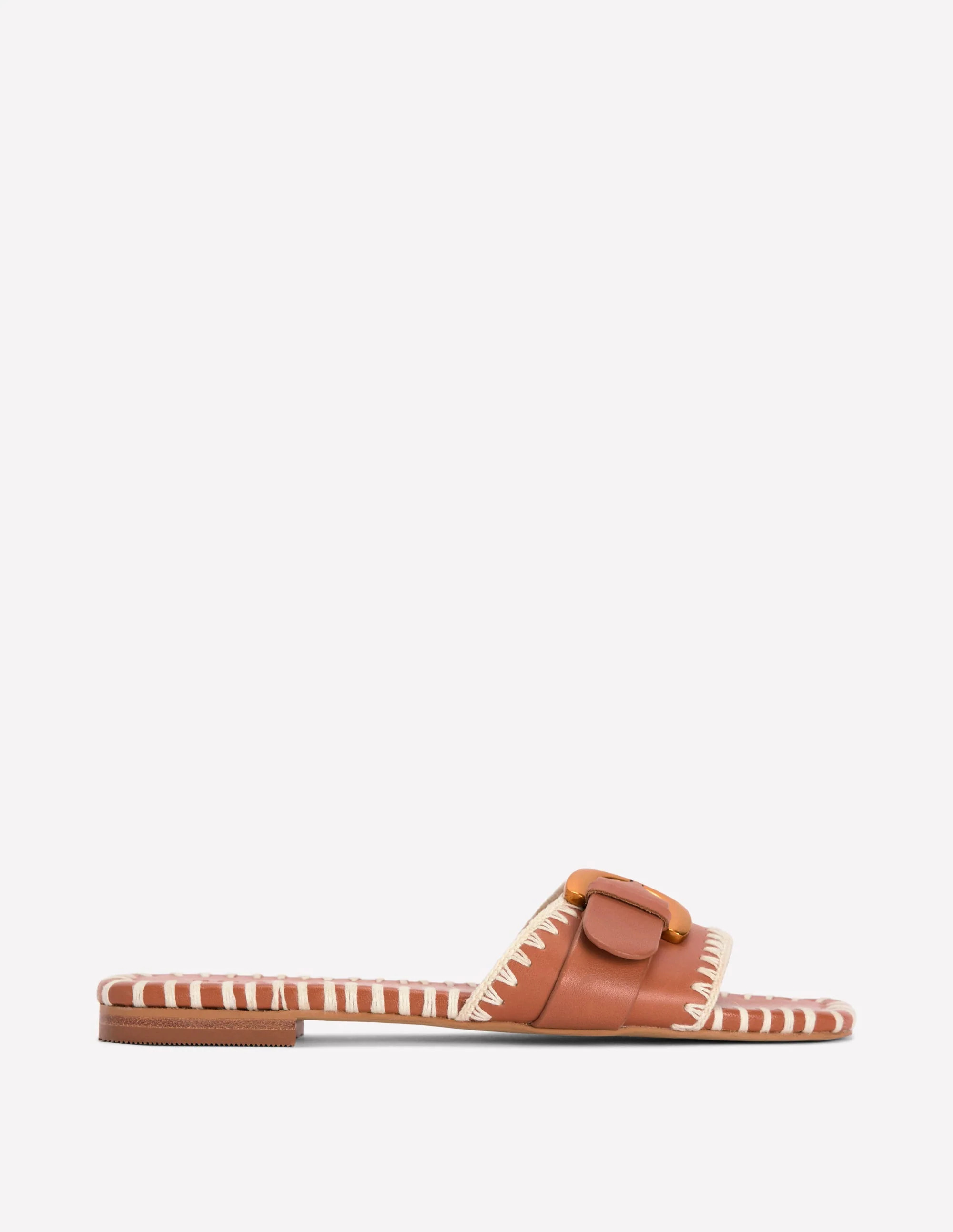 Flache Sandalen mit Besatz-Hellbraun | Boden DE