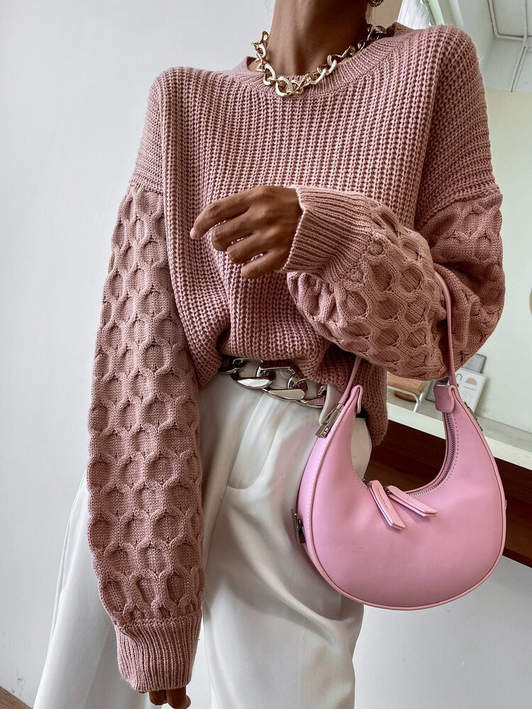 Ribbed Knit Drop Shoulder Sweater | SHEIN