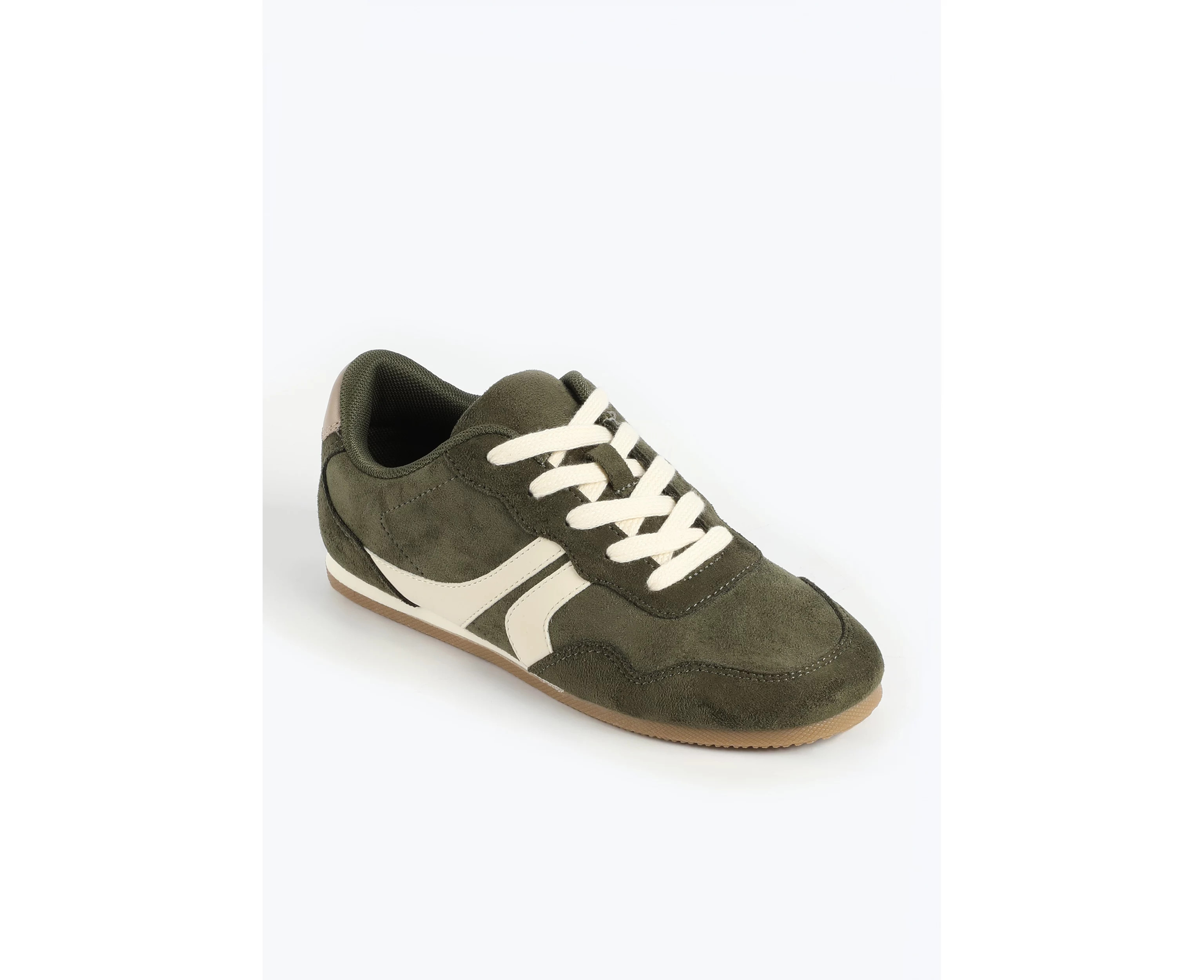 SuperCush Olive Retro Stripe Lace Up Sneaker | maurices | Maurices