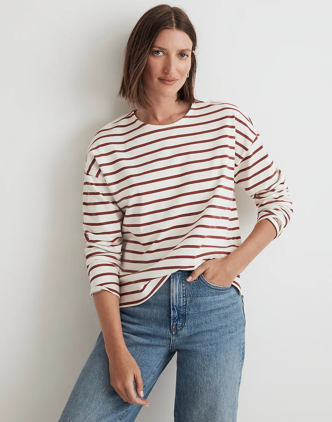 Long-Sleeve Crewneck Tee in Stripe | Madewell