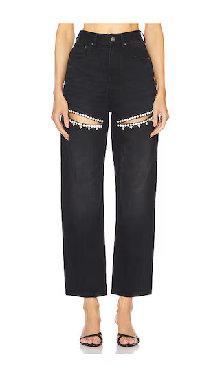 Crystal Slit Jeans in Black | Revolve Clothing (Global)