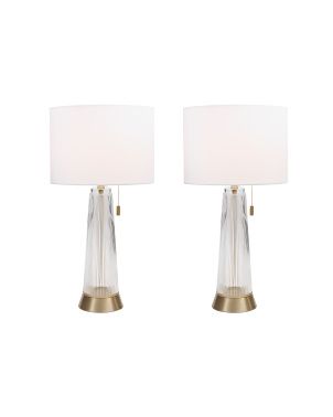 Set Of 2 Ribbed Glass Lamps | Decor | Marshalls | Marshalls