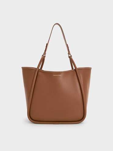 Chocolate Lyla Tubular Slouchy Tote Bag | CHARLES & KEITH UK | Charles & Keith UK