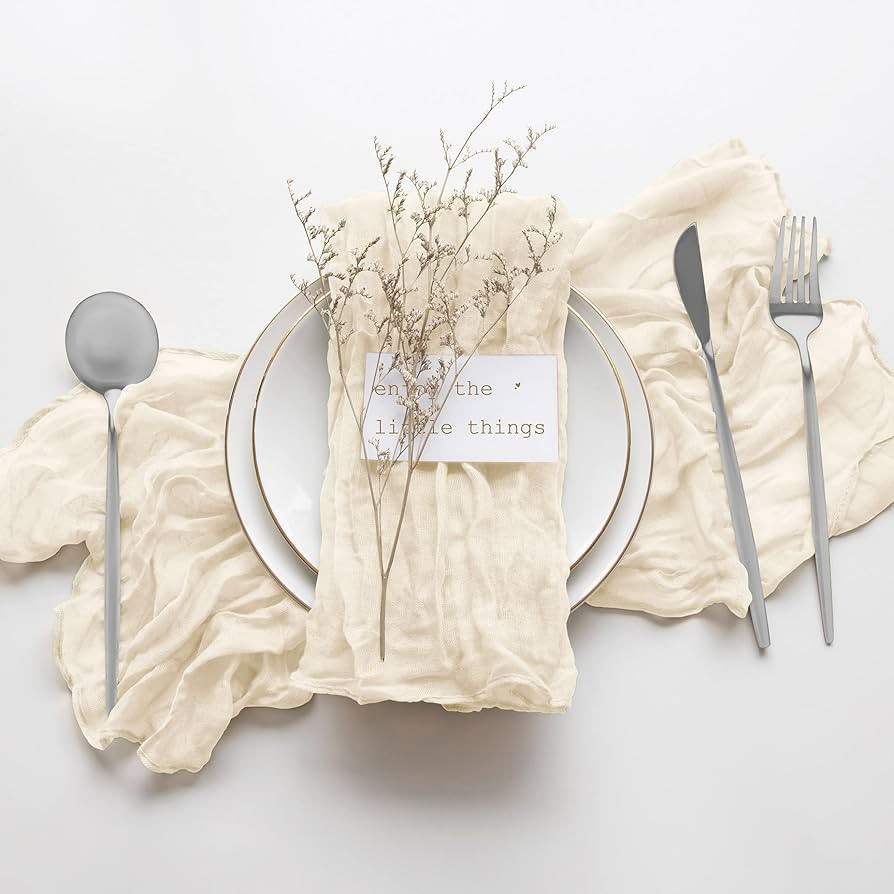 6 Pack Cheesecloth Napkins with Wrinkle 20×20 Inches Beige Gauze Table Napkins for Dinner Weddin... | Amazon (US)